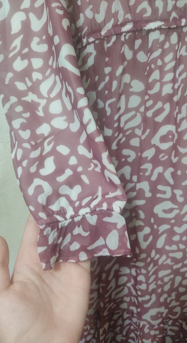 Uzun Kollu Mor Yılan Desenli Hamile elbise - Görsel 3