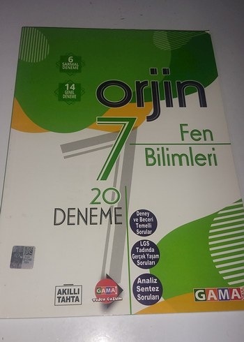 Orjin 7. Sınıf Fen Bilimleri 20 Deneme Kitabı
