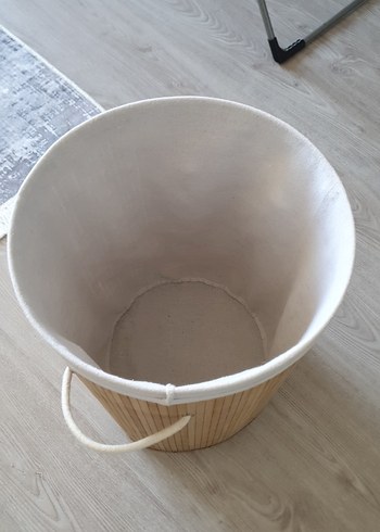 Diğer Bej Bambu Kapaklı Saklama Sepeti