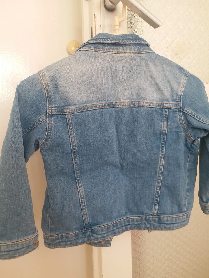 Kız Çocuk Mavi Düğmeli Denim Ceket - Görsel 2