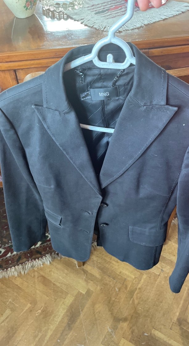 Kadın Siyah Süet Düğmeli Blazer Ceket - Görsel 2