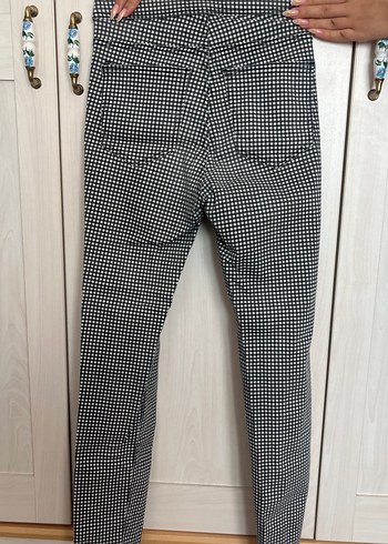 34 Beden Gri Ekose Desenli Kadın Kumaş Pantolon
