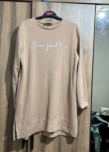 Bej Uzun Kollu Pamuklu Sweatshirt - Görsel 2