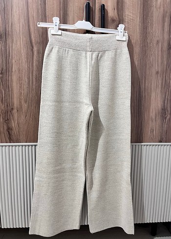 Kadın Bej Pamuk Örme Rahat Pantolon - Görsel 2