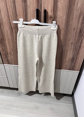 Kadın Bej Pamuk Örme Rahat Pantolon - Görsel 3