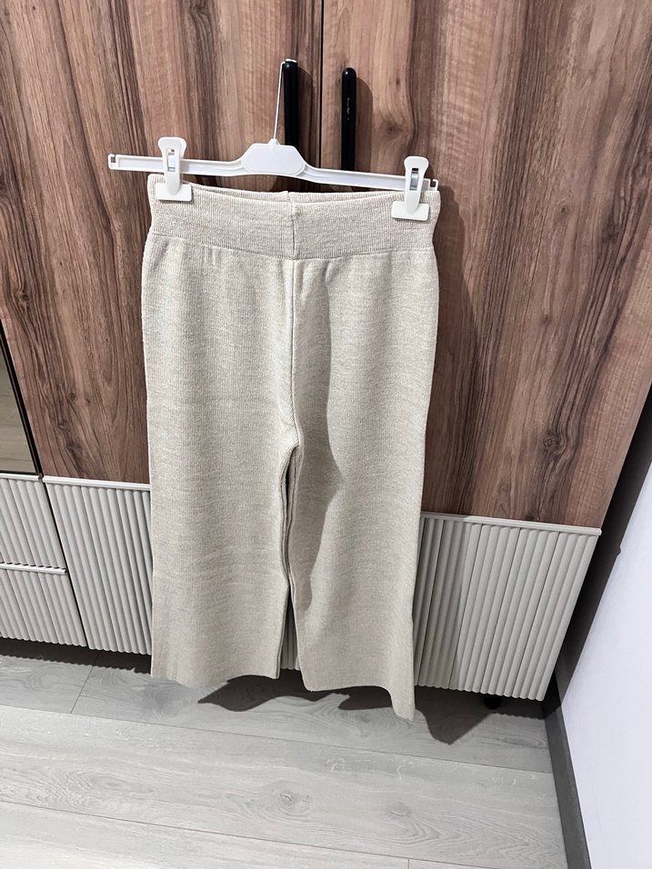 Kadın Bej Pamuk Örme Rahat Pantolon - Görsel 3