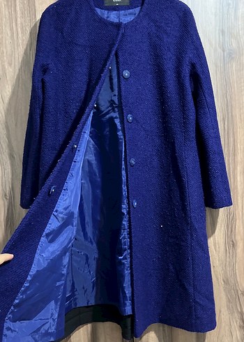 Lacivert Düğmeli Uzun Kaban - Görsel 3