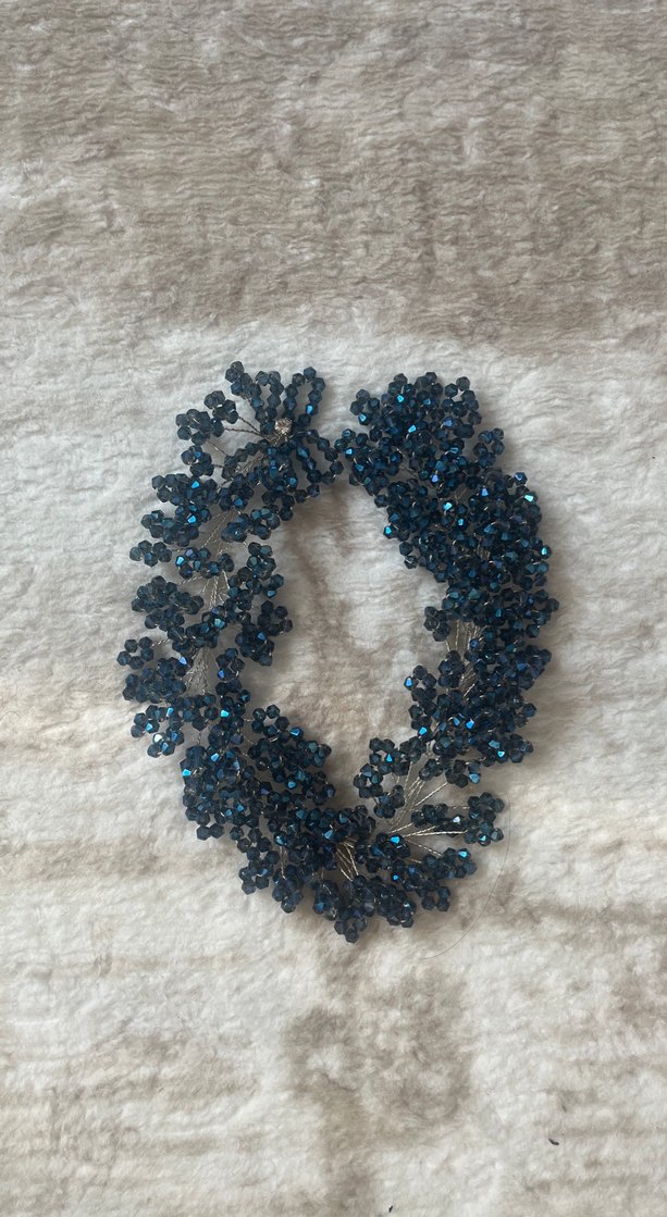 Parlak lacivert Uzun Kollu Tesettür Abiye - Görsel 4