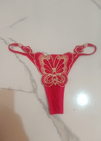 Nakışlı Kelebek Detaylı Kırmızı Kadın Külot