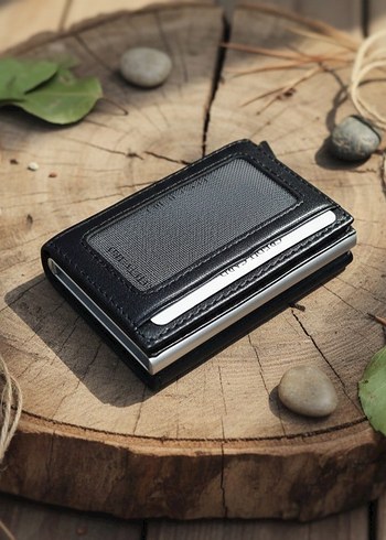 Hakiki Deri Mekanizmalı Siyah Erkek Cüzdan ve Kredi Kartlık - Görsel 2