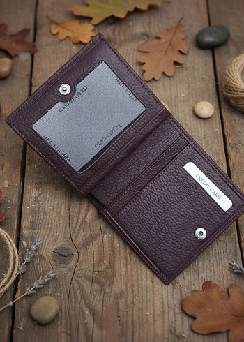 Bordo Deri Tokalı Kadın Cüzdanı - Görsel 2