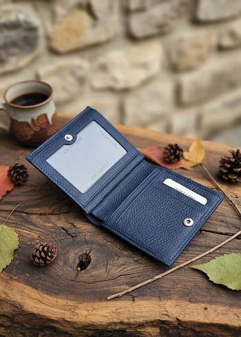 Tokalı Lacivert Deri Kadın Cüzdan - Görsel 2