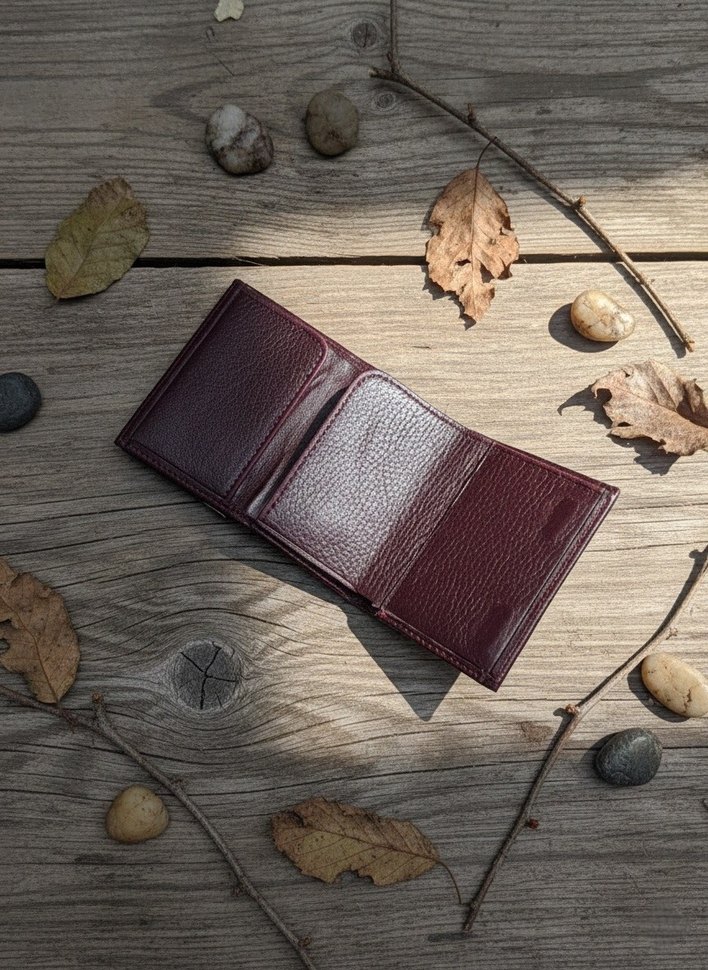 Bordo Modern Klasik Mekanizmalı Erkek Cüzdanı ve Kredi Kartlık - Görsel 2