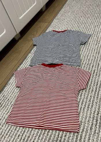 kız bebek Kırmızı ve siyah çizgili Tişört ikili - Görsel 2