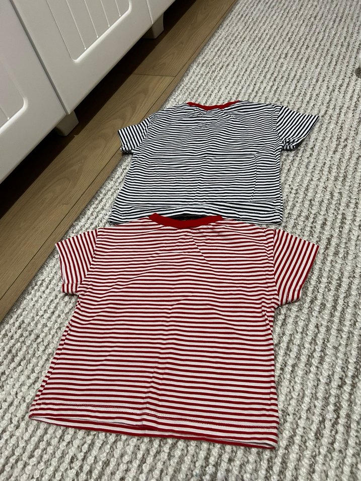 kız bebek Kırmızı ve siyah çizgili Tişört ikili - Görsel 2