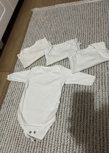 Beyaz Pamuklu Uzun Kollu Bebek zıbın 4 lü - Görsel 2