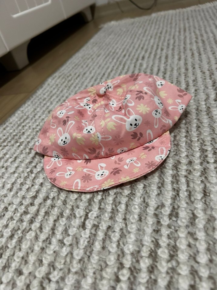 Düğmeli Pembe Baskılı bebek  Şapkası - Görsel 3