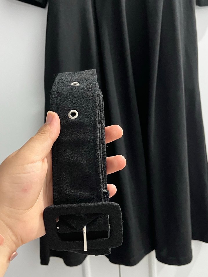 Uzun Siyah Kadın İş Elbisesi - Görsel 3