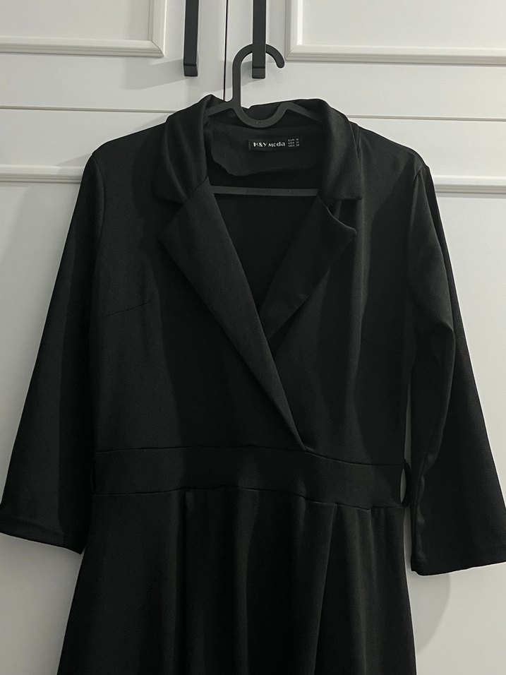 Uzun Siyah Kadın İş Elbisesi - Görsel 2