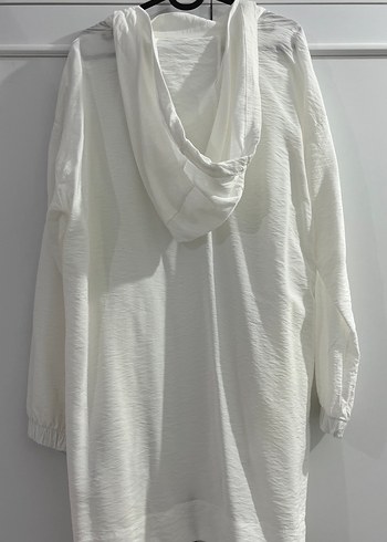 Beyaz Midi Keten Kadın hırka - Görsel 3