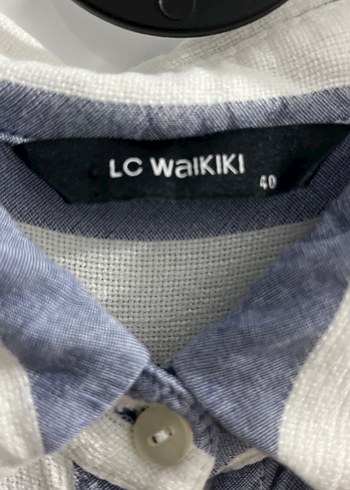 LC Waikiki Uzun Kollu Çizgili Kadın Keten Gömlek