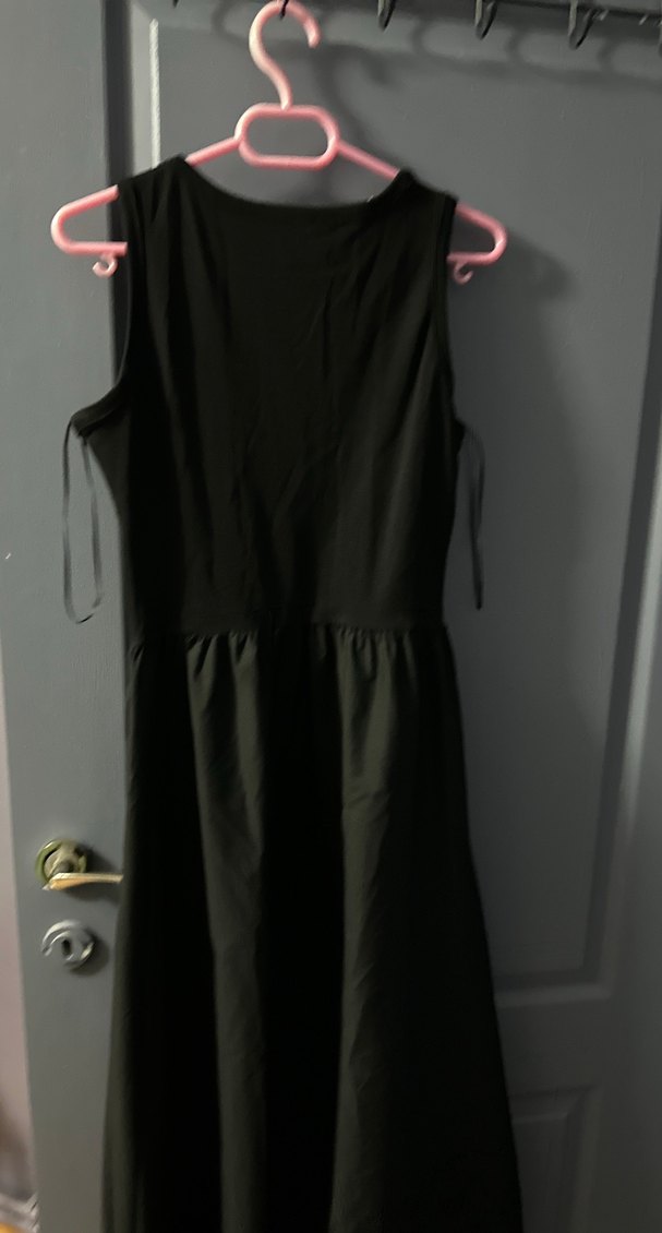 Siyah Uzun Kollarsız Salaş Elbise - Görsel 5