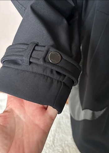 Siyah scuba Uzun Beli Kemerli Kadın Kaban - Görsel 4