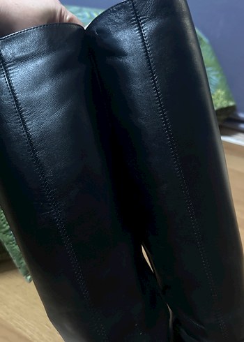 Siyah Deri Dizüstü Kadın Çizme - Görsel 4
