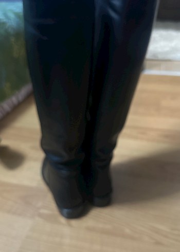 Siyah Deri Dizüstü Kadın Çizme - Görsel 3