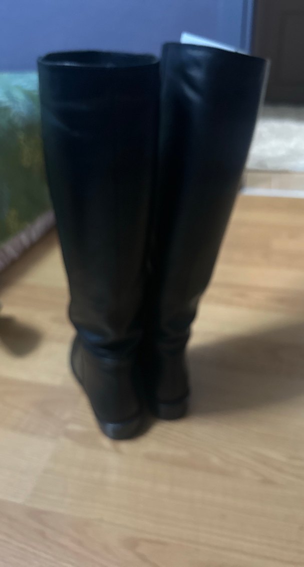 Siyah Deri Dizüstü Kadın Çizme - Görsel 3