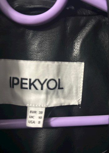 Siyah Deri Kadın Ceket, Düğmeli, Uzun Kollu - Görsel 2