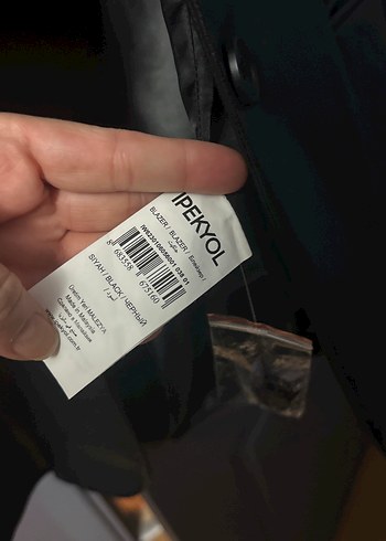 Siyah Deri Kadın Ceket, Düğmeli, Uzun Kollu - Görsel 5