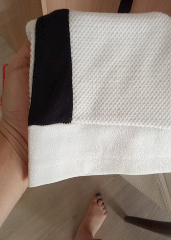 36 Beden Gri Şeritli Beyaz Kadın Rahat Kumaş Pantolon
