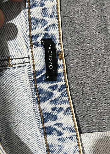 42 Beden mavi Renk Gri Mavi Tie-Dye Salaş Midi Jean