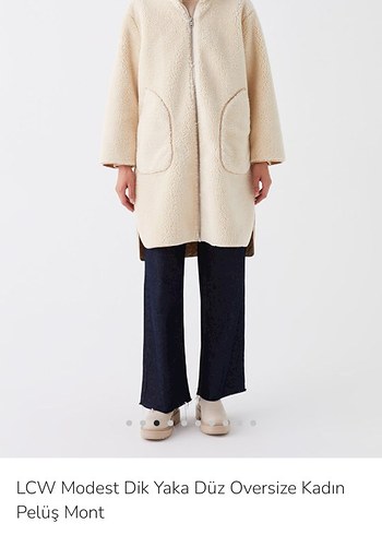 LCW Oversize Kadın Bej Peluş Mont