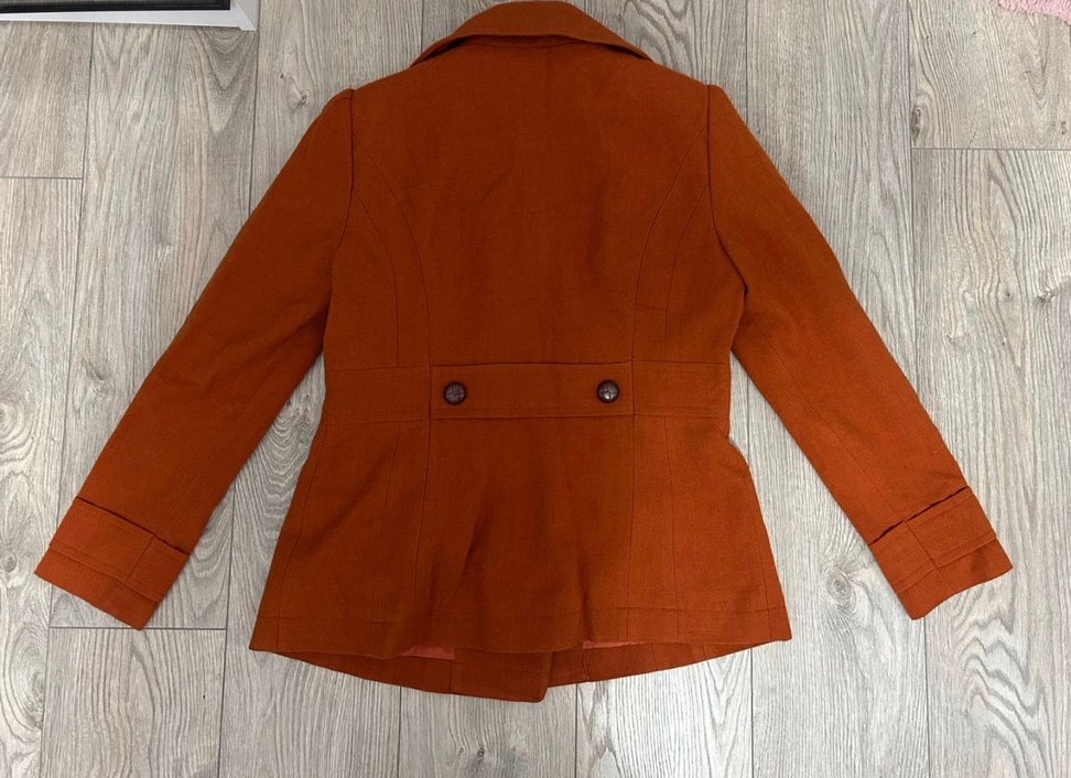 Düğmeli Kiremit rengi Süet Midi Kadın Kaban downtown vintage - Görsel 4