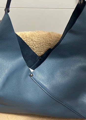 Vintage Mavi Deri Çanta - Görsel 2