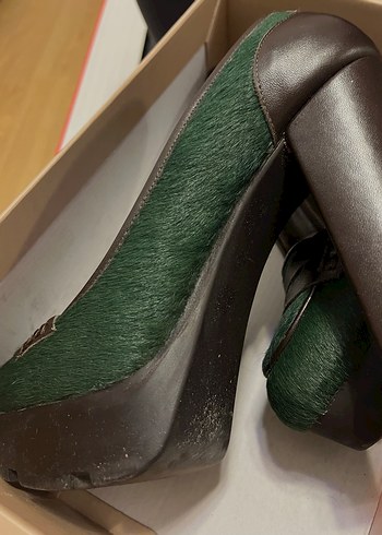 36 Beden yeşil Renk Yeşil süet Desenli Tokalı Stiletto