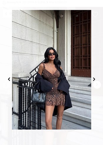 Diğer Kahverengi Leopar Desenli Mini Elbise