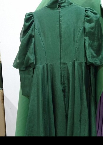 Yeşil Uzun Kollu Drapeli Kadın Abiye - Görsel 2