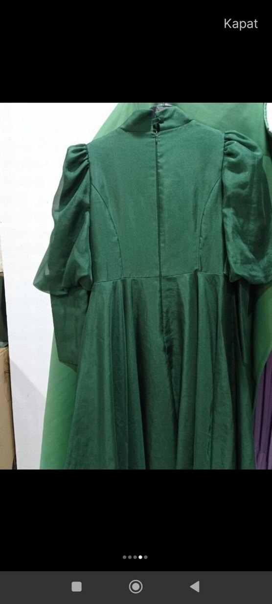 Yeşil Uzun Kollu Drapeli Kadın Abiye - Görsel 2