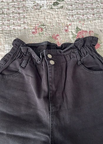 Diğer Kadın Siyah Ruffle Detaylı Denim Pantolon