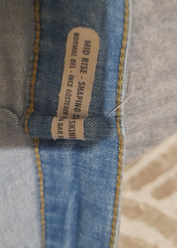 Diğer Nakışlı Mavi Düğmeli Kadın Kot Pantolon