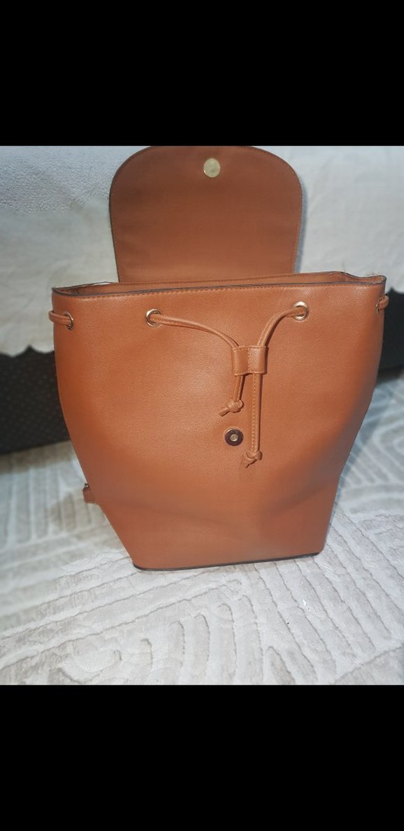 Primark Kahverengi Nakışlı Deri Kadın Sırt Çantası - Görsel 3