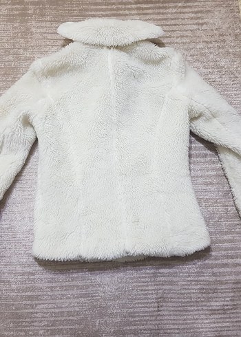 Beyaz Kürklü Pelüş Mont - Görsel 2