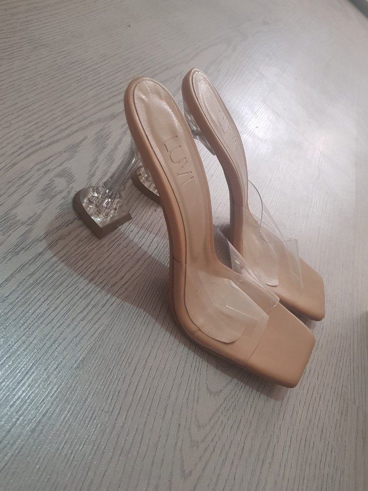 LUVİ SHOES Bej Stiletto Topuklu Kadın Terlik - Görsel 2