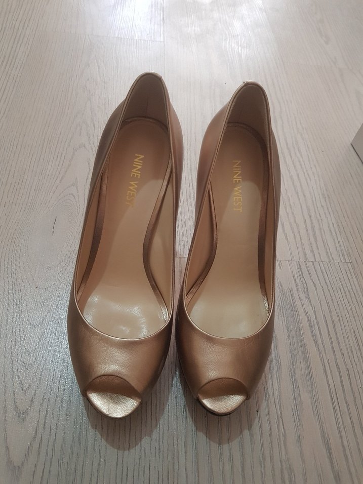 Bej Parlak Platform Topuklu Kadın Abiye Ayakkabı Nine west - Görsel 2
