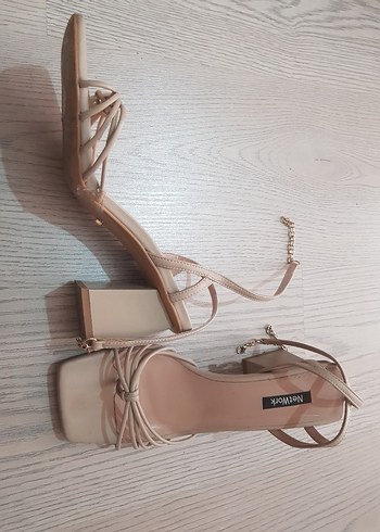 Bej Stiletto Topuklu Kadın Akşam Ayakkabısı NetWork - Görsel 2