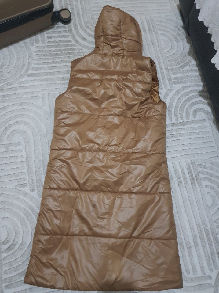 Bej Uzun Düğmeli Kadın Yelek - Görsel 2