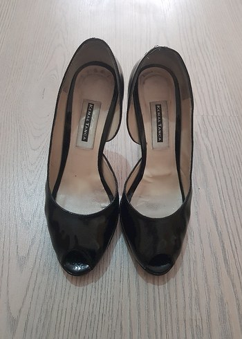 Siyah Rugan Stiletto Topuklu Kadın Ayakkabı - Görsel 2